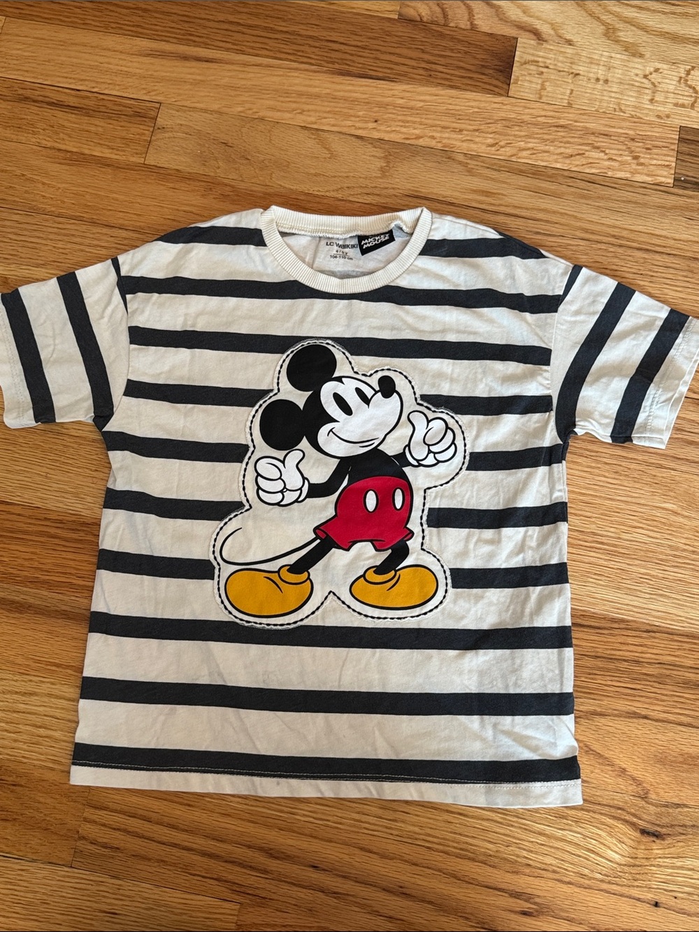 Disney Mickey Mouse Striped Tee - Black, White, Red & Yellow